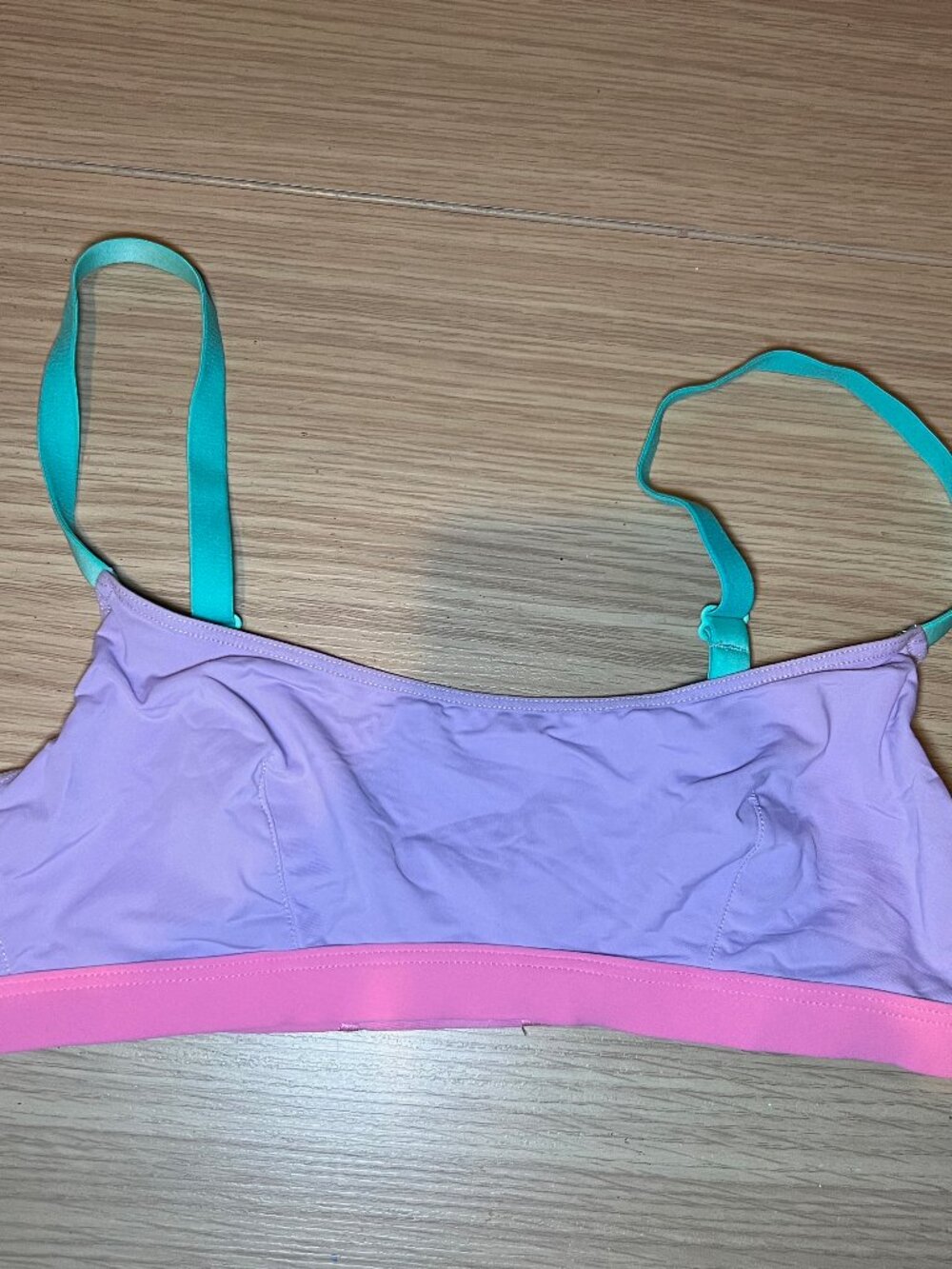 Parade Scoop Bralette in Pink, Purple, and Teal, Size XS